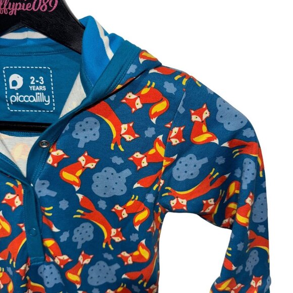 NWT Piccalilly Hooded Playsuit Foxes Size 2-3 Years - Picture 3 of 5